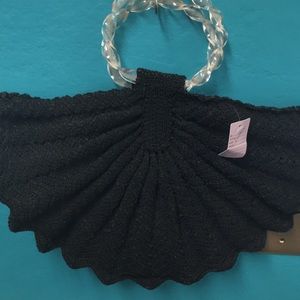 Black vintage fan purse